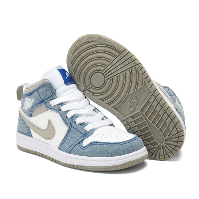 Youth Running Weapon Air Jordan 1 Blue/White Shoes 0663